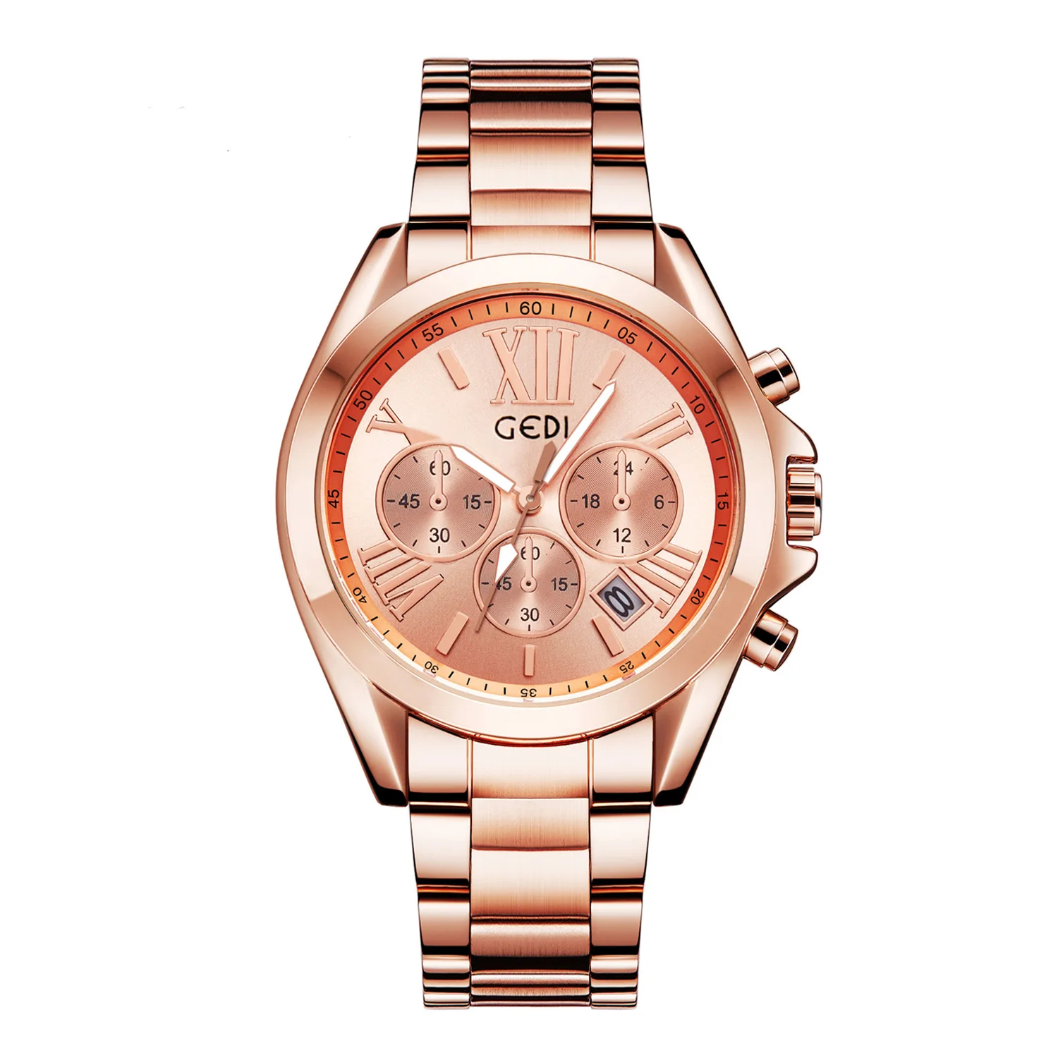 

Fashion Women Rose Gold Watches Calendar Classic Roman Numeral Female Business Dress Wrist Watches Top Brand Lady Gift Clock