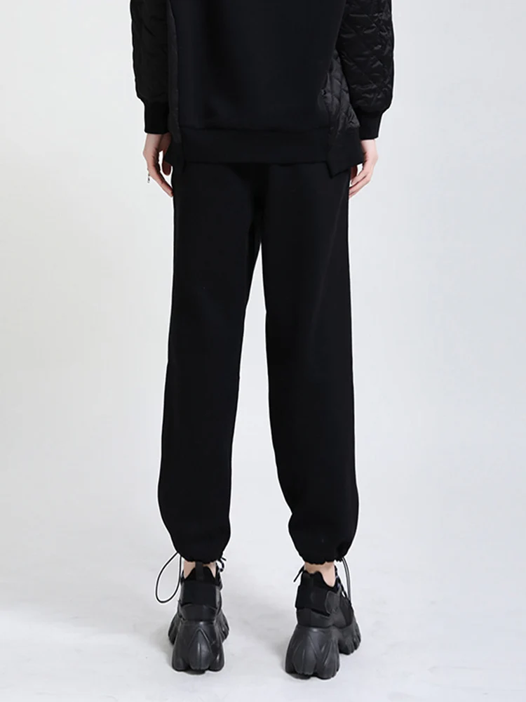 XUXI 2021 Spring Autumn Women Movement Pants Loose Tie Feet Color Matching Fashion Slim Gray Harem Pants Trousers E1832