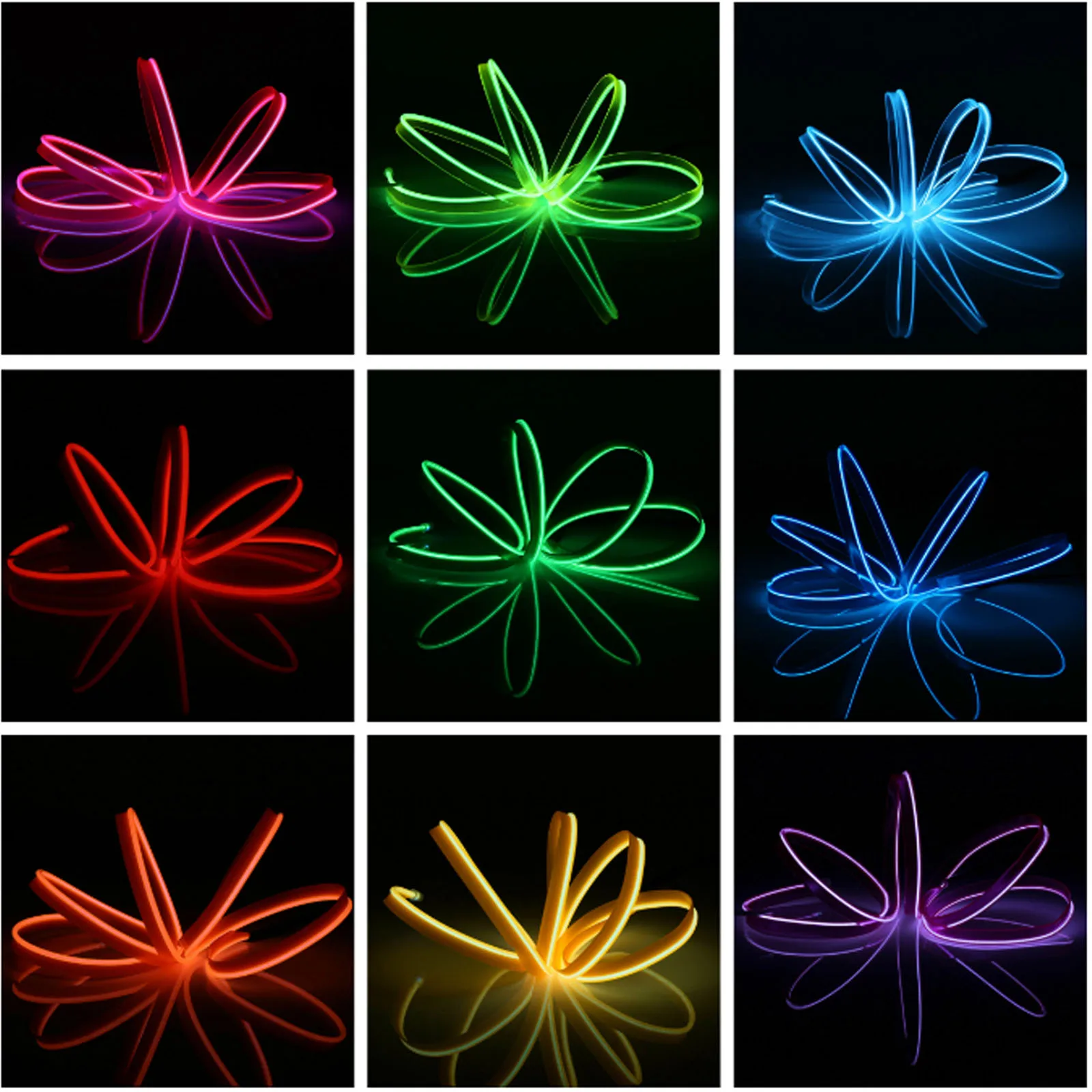 Гибкая неоновая светодиодная светящаяся лента EL с кабелем водонепроницаемая