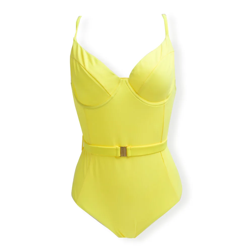 Женский слитный купальник с открытой спиной принтом