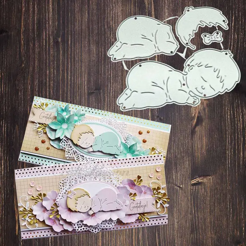 

2021 New Craft Stamps Die Cut Sleeping Baby Metal Cutting Dies Embossing Card Making Stencil Frame