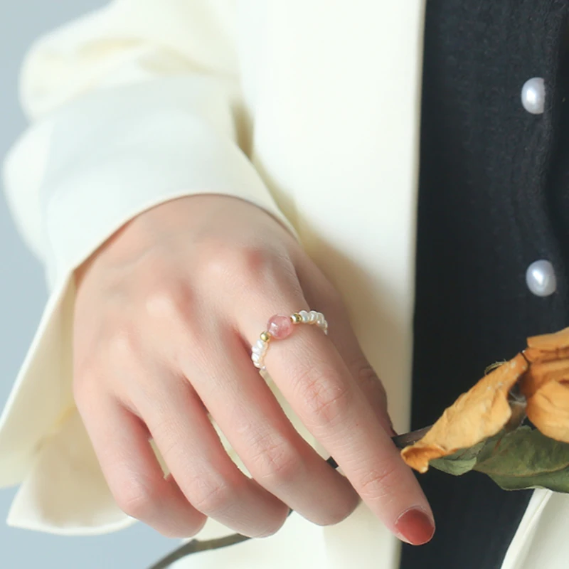 UILZ 2020 Новое японское ретро кольцо ручной работы из бисера Красный камень