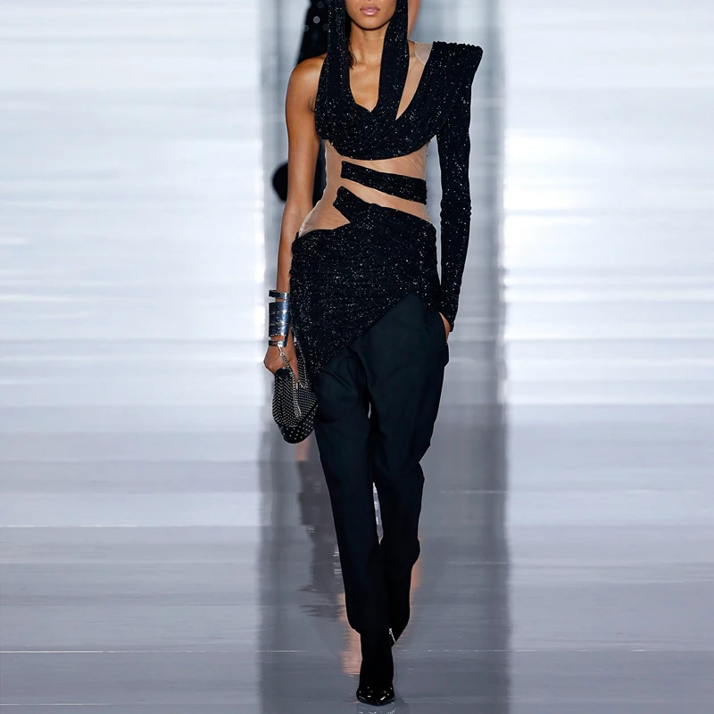 Женское Асимметричное мини платье с открытой спиной INDRESSME Клубное облегающее v