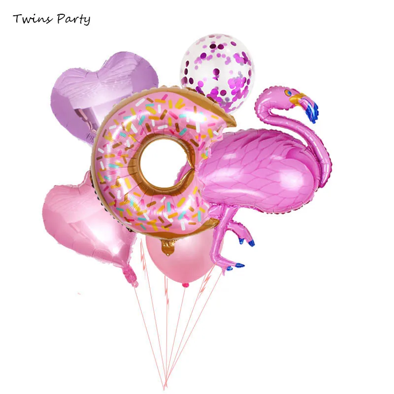 

Twins Party Flamingo Donut Balloons Baby Shower Birthday Party Hawaiian Decoration Birthday Party Deco Kids Baloons