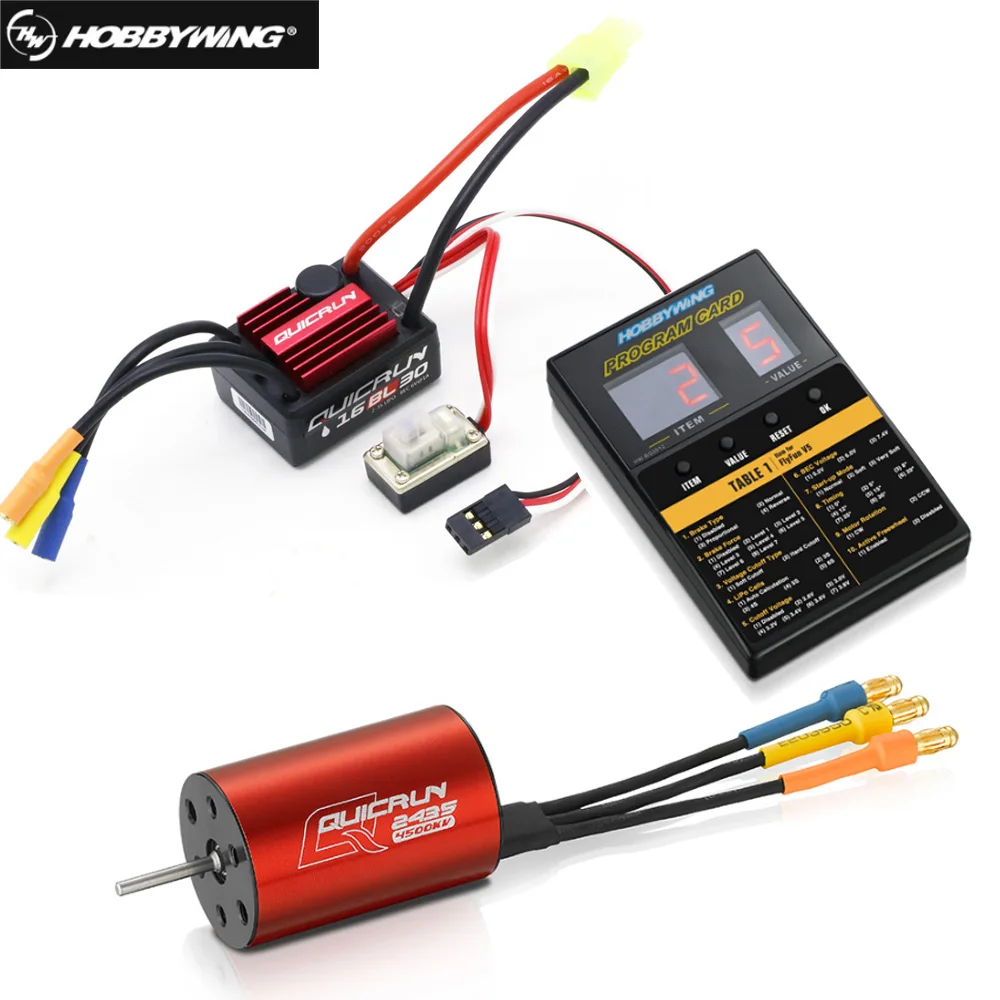 

Hobbywing QuicRun WP-16BL30 Brushless Speed Controller 30A RC Car ESC + 2435 4500kv motor+ programe card Wholesale