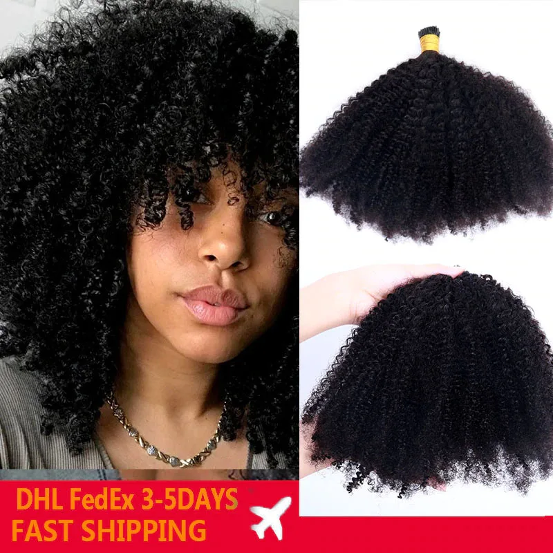 Afro Kinky Curly Human Hair 4B 4C I Tip Hair Extensions For Black Women I Tip Microlinks Mongolian Human Virgin Hair Prosa Hair