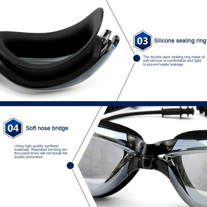 

New 4 In 1 Swimming Set Anti-Fog UV Protection Swimming Goggles Glasses Waterproof Diving Swimming Cap Swim Pool Hat