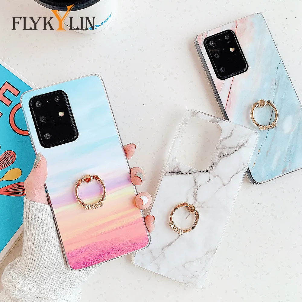 FLYKYLIN мраморный чехол для телефона Samsung Galaxy A51 A71 5G A50 A70 S20 S10 Plus Note 20 Ultra A31 A41 S10E силиконовый с кольцом