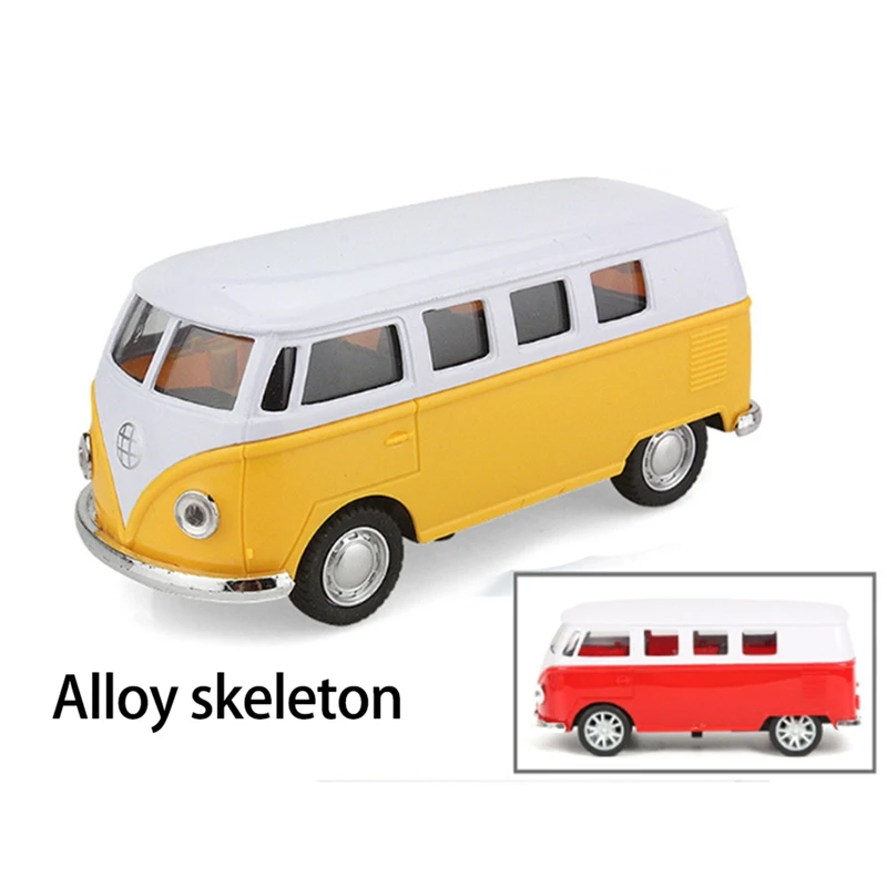 

2PCS High Simulation Exquisite Diecasts Toy Vehicles Car Styling Transporter Classical Bus Diecast Model, Yellow & Blue