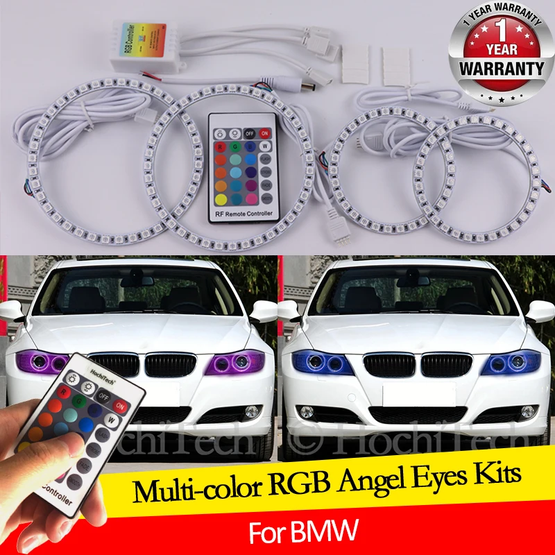 

For BMW 3 Series E91 E90 LCI 2009-2012 Xenon headlights 16 colors RGB Angel Eyes LED Halo Rings RF Wireless Control DRL