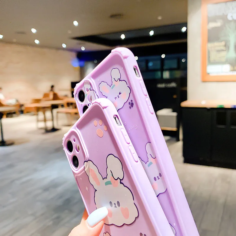

Silicone Cartoon Photo Frame Cute Cute Rabbit Phone Case For IPhone 12 11 Mini XR X XS 6 7 8 Plus Pro Max Lens Protective Cover