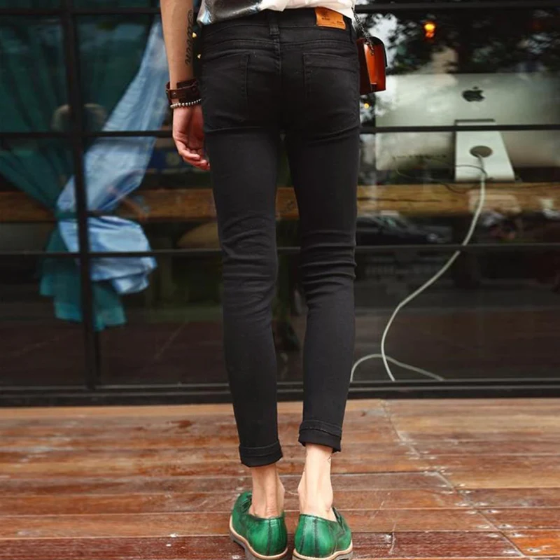 Мужские джинсы с вырезами на коленях, черные, в европейском и американском стиле, в Корейском стиле, летние штаны большого размера от AliExpress RU&CIS NEW
