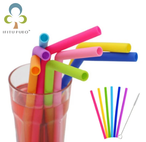 6 шт Силиконовая соломенная цветная мягкая многоразовая соковая солома с