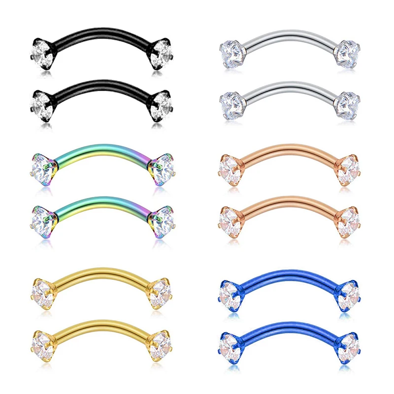 1 шт. Высокое качество нержавеющая сталь циркон CZ драгоценный камень изогнутый