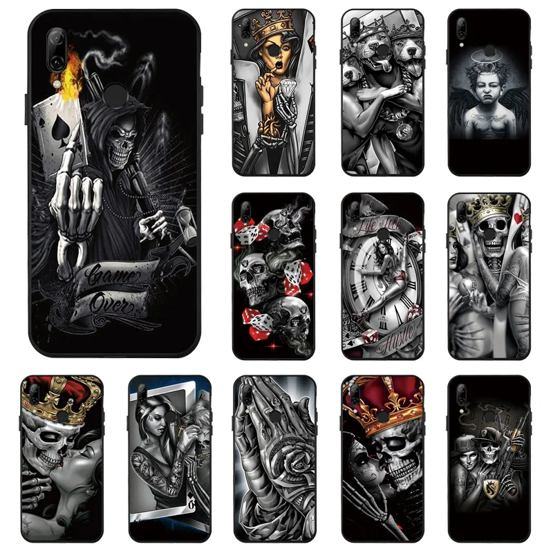 

Skull Skeleton Black Silicone Case For Huawei P Smart 2019 2021 Cases P Smart Plus 2019 PSmart Z S 2020 Y9A Y7A Y9 Prime Covers