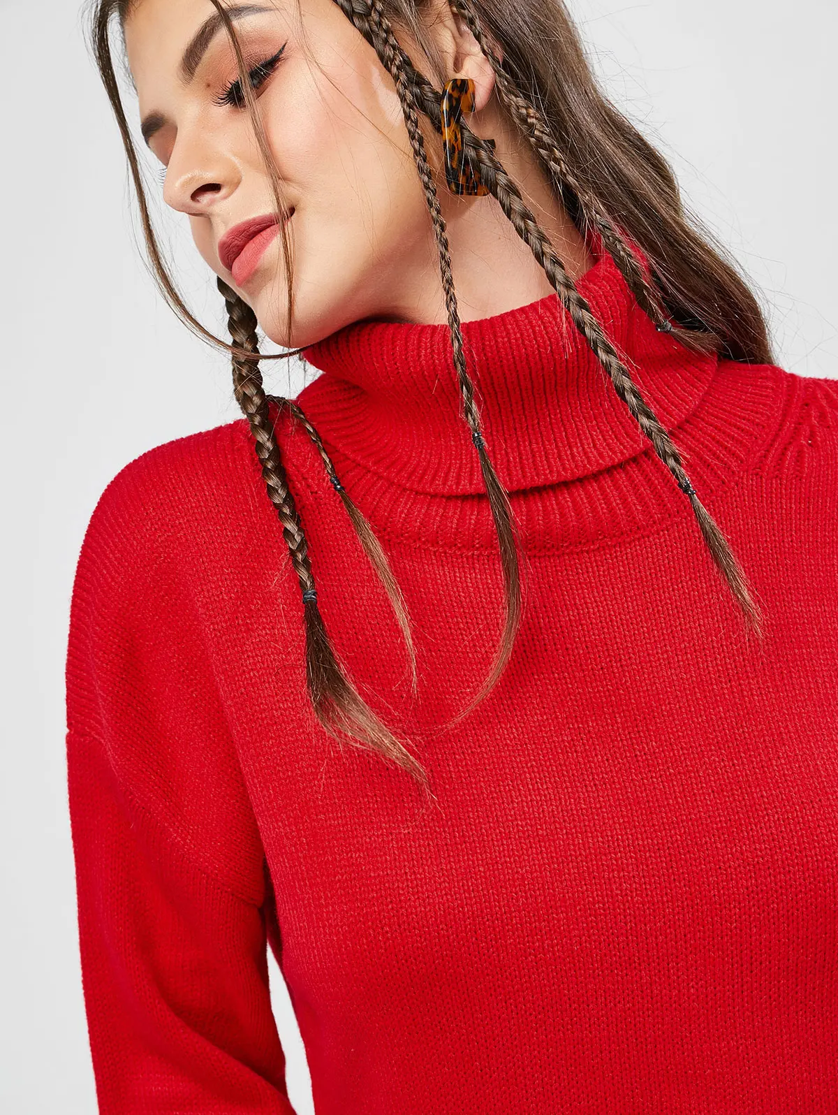 ZAFUL Winter Plain Turtleneck Drop Shoulder Sweater For Women Solid Color Long Sleeve Ladies Pullovers Female Tops Newest 2019 | Женская