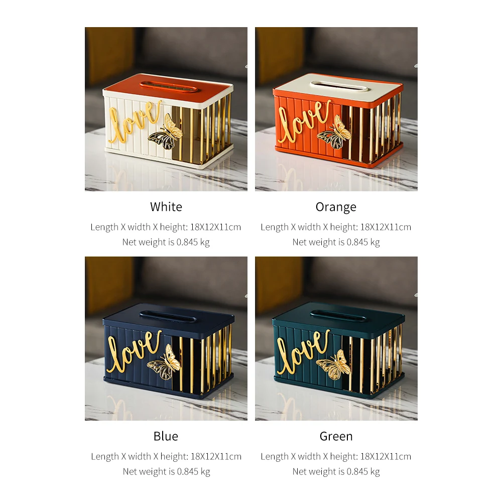 

Nordic Wrought Iron Tissue Box Home Living Room Bedroom Desktop Decoration Accessories Papar Box with Lid Portable Tissue Holder
