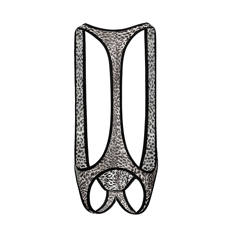 Сексуальные мужские леопардовые комбинезоны сексуальная пижама открытый