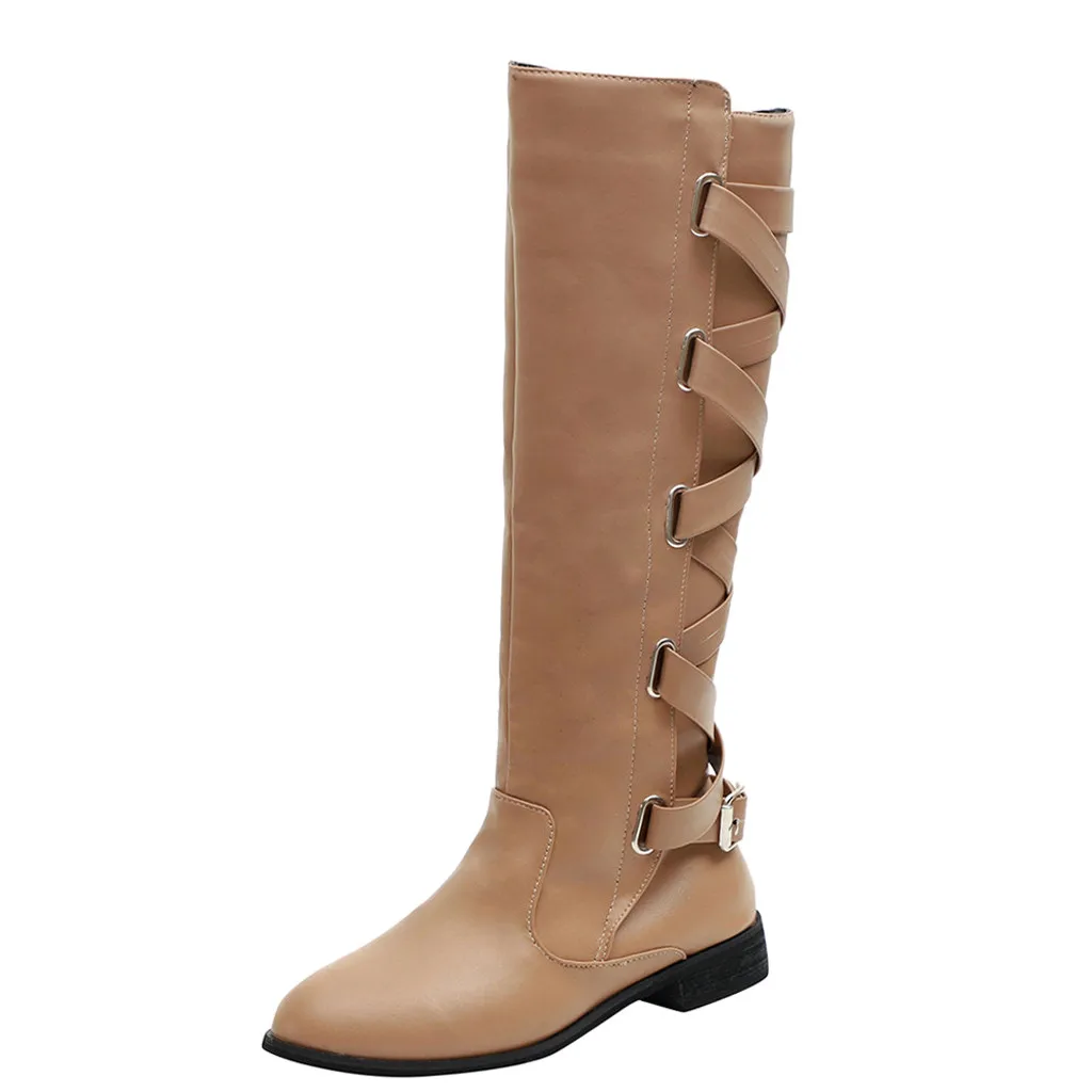 Обувь; женские ботинки; zapatos de mujer; женские ботинки; зимние высокие сапоги до колена с перекрестными ремешками; Теплая обувь в ковбойском стиле