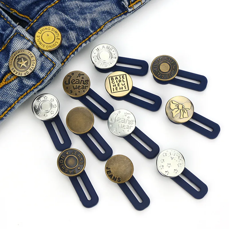 

Adjustable Disassembly Retractable Jeans Waist Extension Button Metal Letter Buttons Free Sewing Buttons Jokers Increase Waist