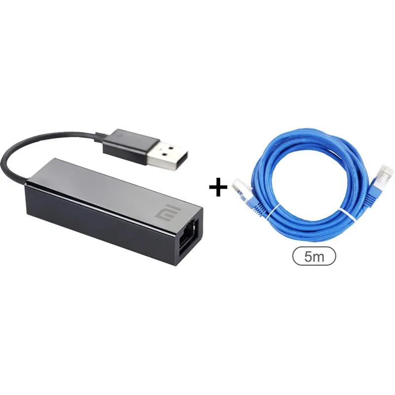 Крепление для спортивной камеры Xiao mi USB для оптоволкна вай-карты RJ45 кабель адаптера внешней 10/100 Мбит/с на mi коробка S 3C/3S 4 4C SE портативных ПК Тетрадь Usb2.0 - Цвет: Adapter and 5m cable