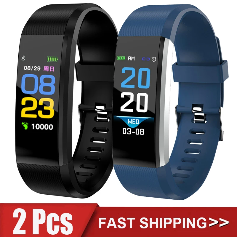 

2Pcs 115Plus Smart Bracelet Men Woman Sport Bluetooth Watch Fitness Heart Rate Activity Tracker Pedometer Wristband Waterproof