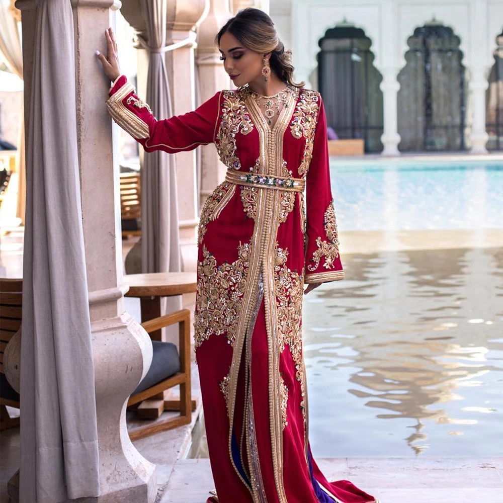 Bbonlinedress марокканское Caftan вечернее платье с бисером ручной работы мусульманское