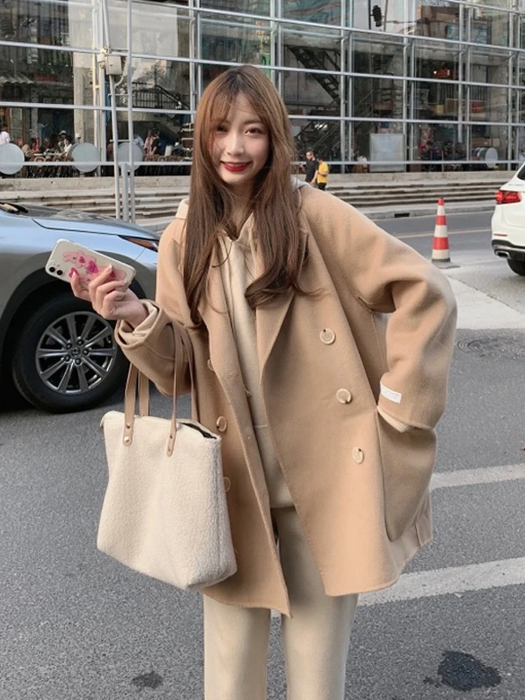 

Винтажная куртка, Женская куртка, свободная длинная осенне-зимняя куртка и пальто для женщин, шерстяное пальто, женская куртка, одежда BE50NZ