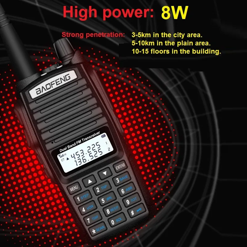BAOFENG UV-82 8 Вт КВ трансивер Радио Comunicador мощная портативная рация 10 км длинный диапазон UV82 UHF VHF UV 82 Ham CB радио сканер