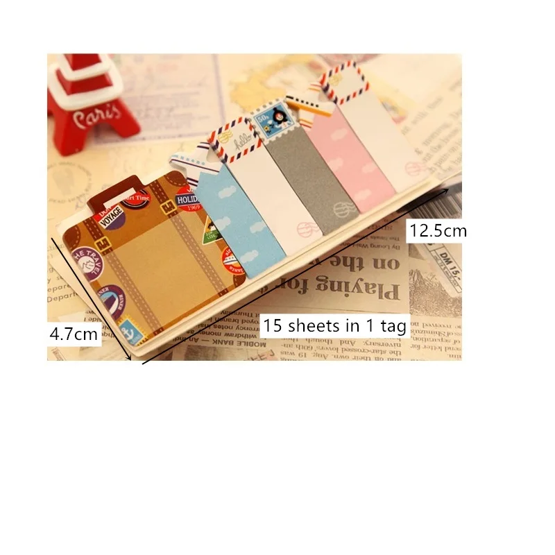 4pcs Vintage stick& memo sheets sticker Travel London bus Paris tower Post paper note it marker Stationery office School A6511