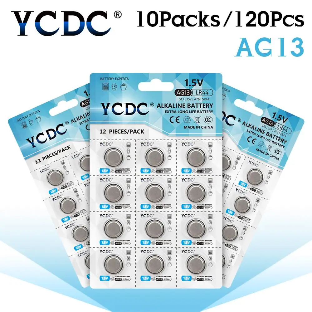 YCDC 120 шт. AG13 LR44 357A S76E G13 Кнопка монетные элементы оригинальные 1 5 В щелочные батареи