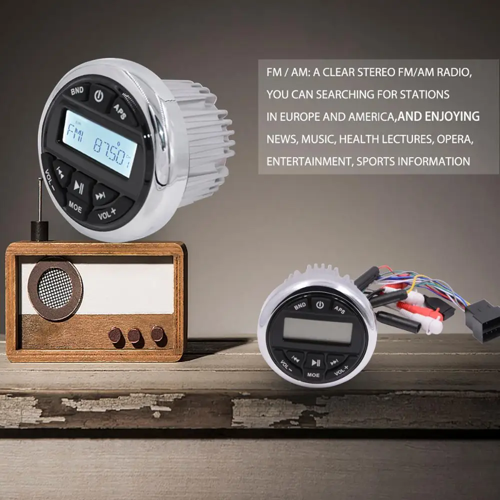 Водонепроницаемый морской аудио Bluetooth стерео радиоприемник FM AM наружный