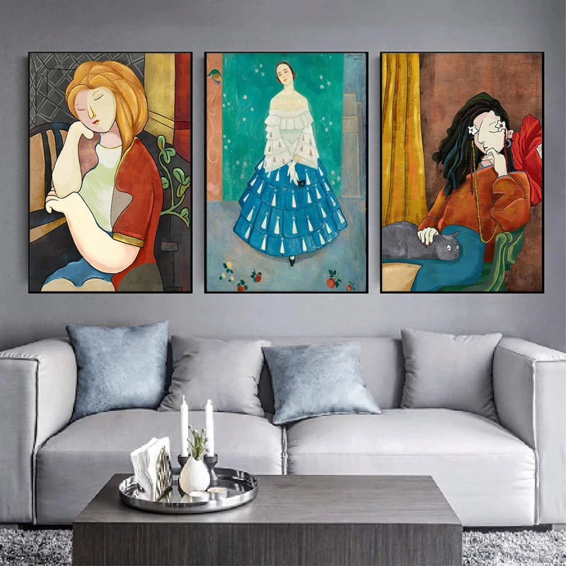 

Vintage Women Portrait Canvas Paintings Nordic Abstract Wall Art Print Posters for Living Room Home Picture Decoration Paintings