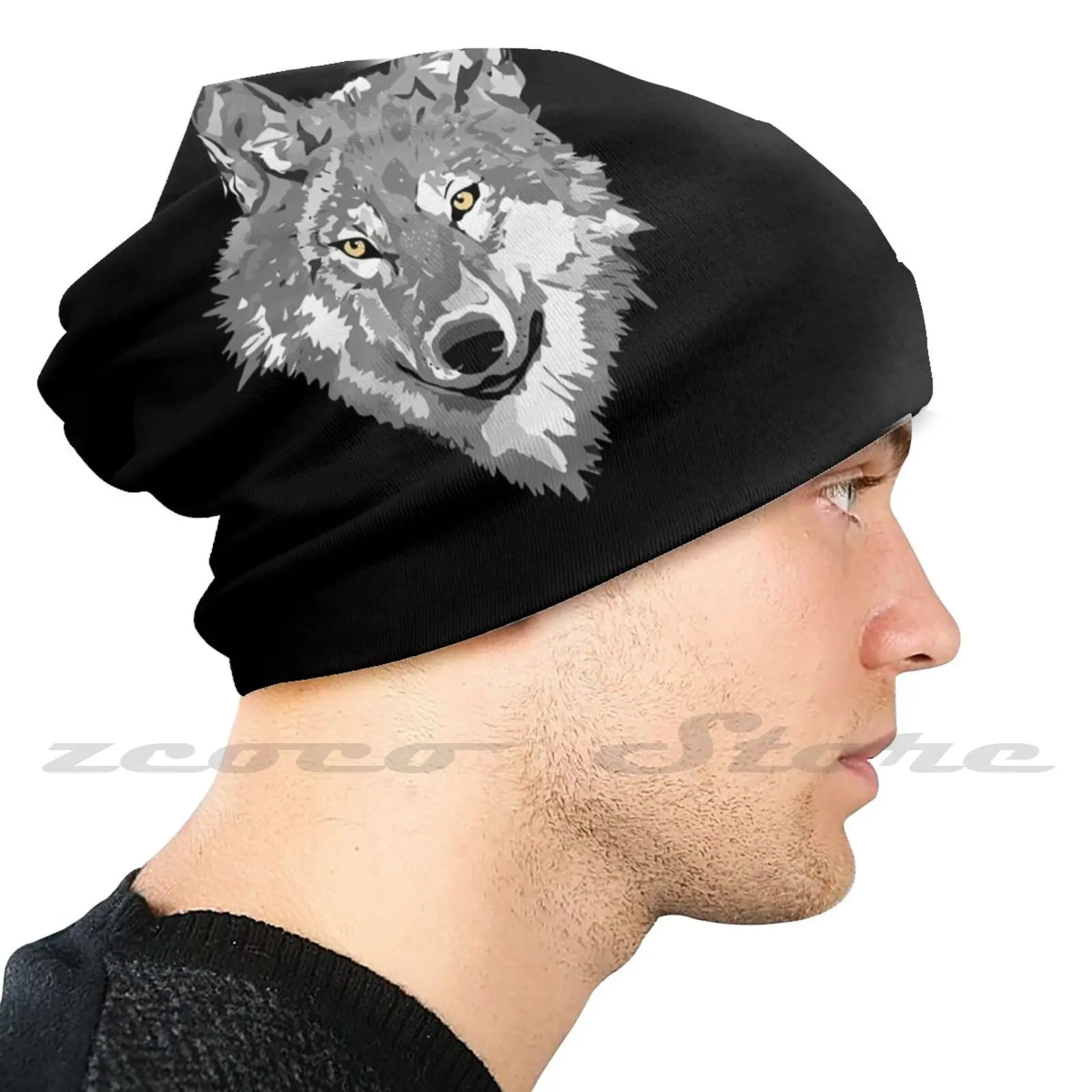 Футболка с волком вязаная шапка эластичная мягкая Кепка индивидуальным рисунком