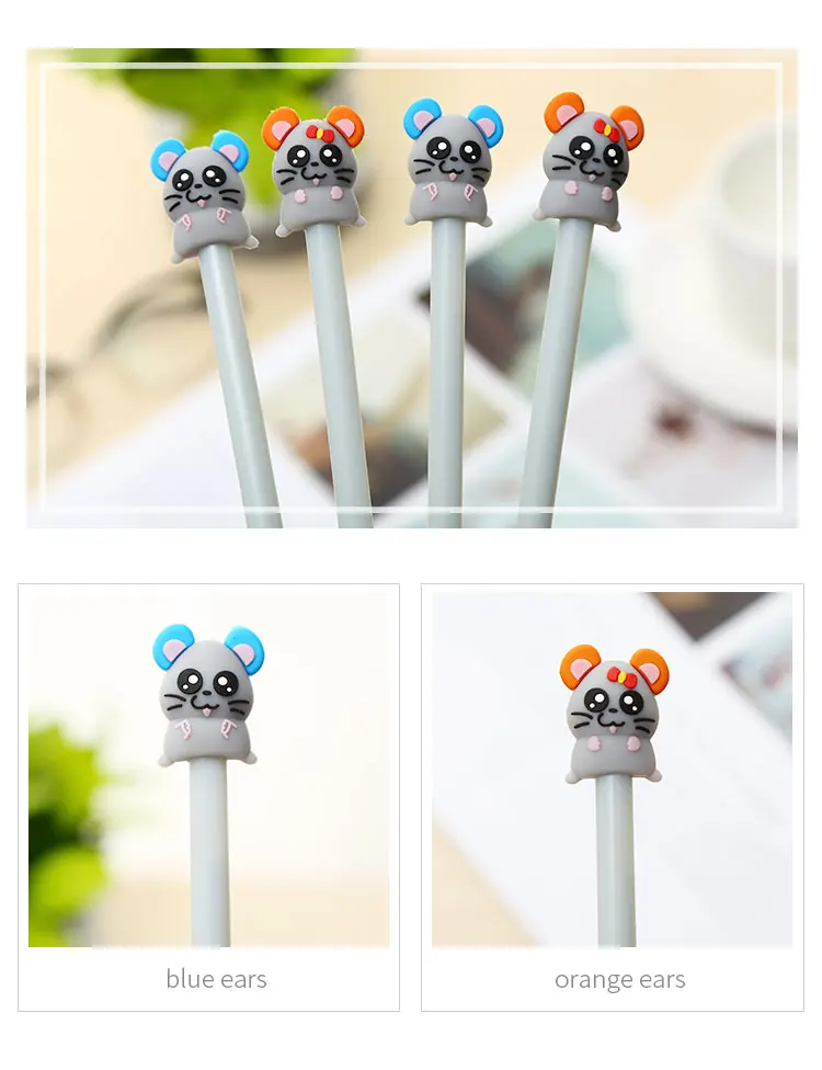 12 шт. корейские Kawaii Мыши Крыса мышей гелевая ручка милые аниме милые канцелярские товары для школы офиса Забавный детский канцелярский магазин черные, голубые чернила