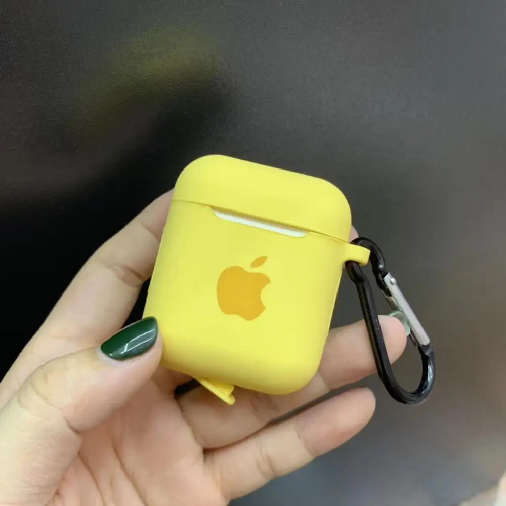 Чехол для Apple AirPods 2 1, чехол для наушников, аксессуары, мягкий чехол с милым логотипом, яркий цвет, чехол с крючками