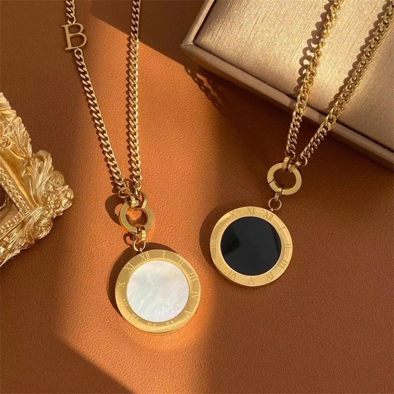 

Fashionable Korean version of the new simple disc pendant necklace Trendy personality and temperament women's necklace wholesale