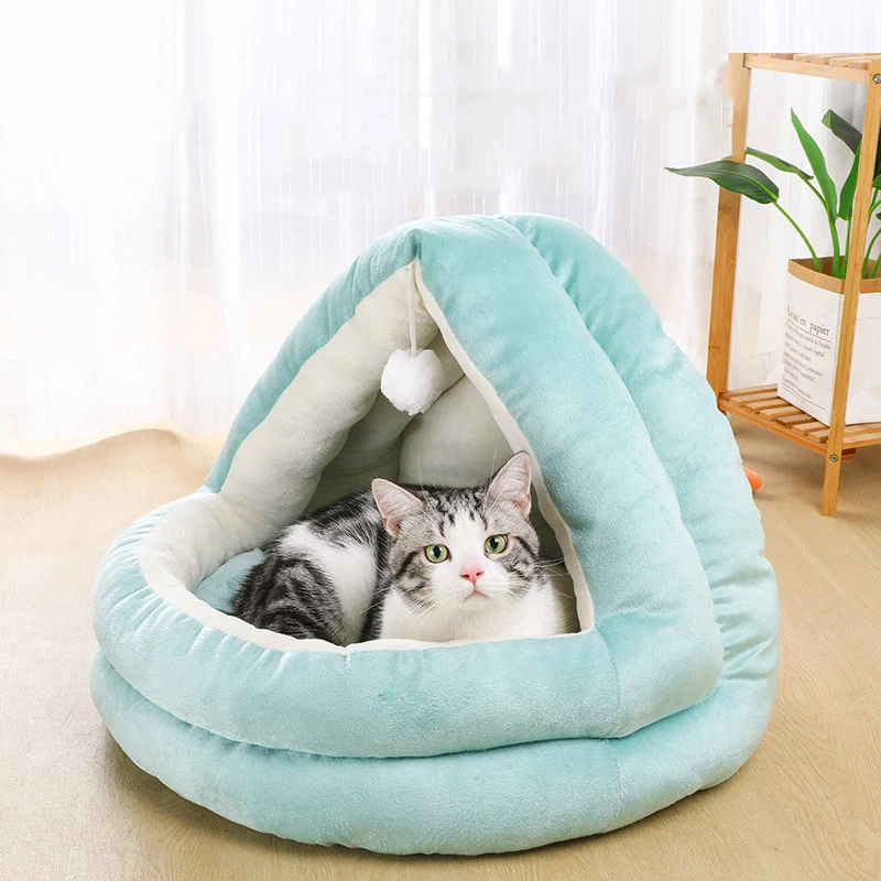 

Cute Cat Bed Round Pet Bed House Winter Warm Cat Kennel Indoor Cats Puppy Lounger Cushion Tent Nest Pet Basket For All Seasons