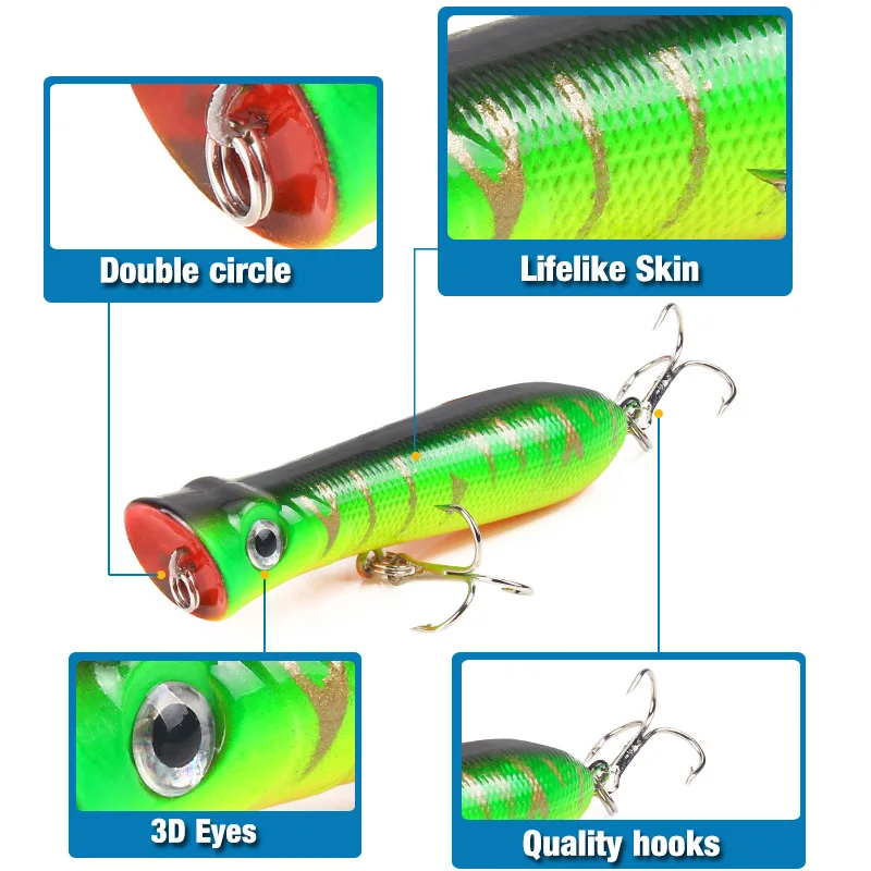 10 шт. приманка для ловли Поппера г 8 см рыбалки Topwater Crankbait искусственная жесткие