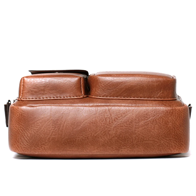 New Casual Men PU Leather Fashion Solid Zipper Shoulder Bags Small Travel Messenger High Capacity Bags Wholesale Good Quality