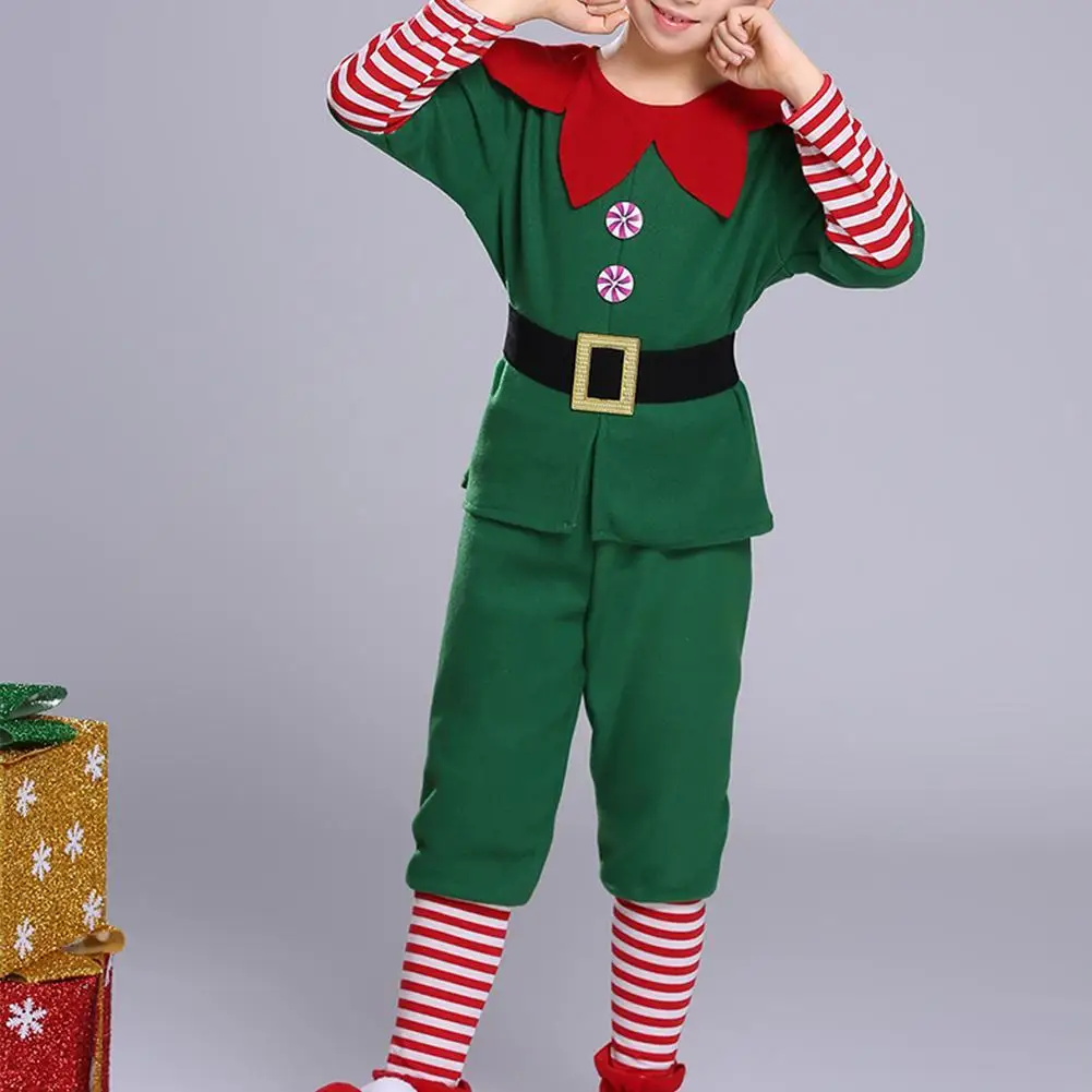 Праздничный Рождественский костюм Санта Клауса зеленого эльфа для девочек и