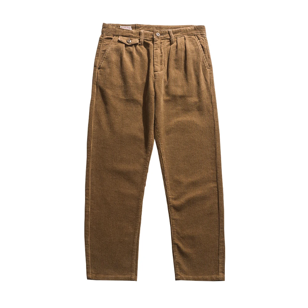 

Solid Color Corduroy Trousers Mens Amekaji Straight-leg Pants Loose Retro Casual Pants Men
