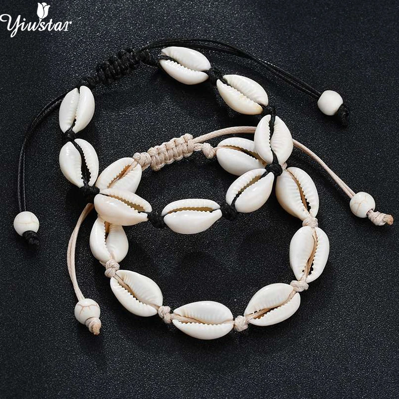 Yiustar 1pc Hot Sale Rainbow color Trendy Wholesale Generous Exquisite Cowrie Sea Shell Bracelet in Adjustable Birthday Keepsake | Украшения