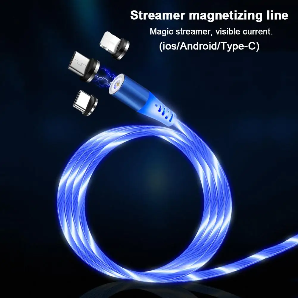 Магнитный зарядный кабель со светодиодный подсветкой светящийся USB-кабель для