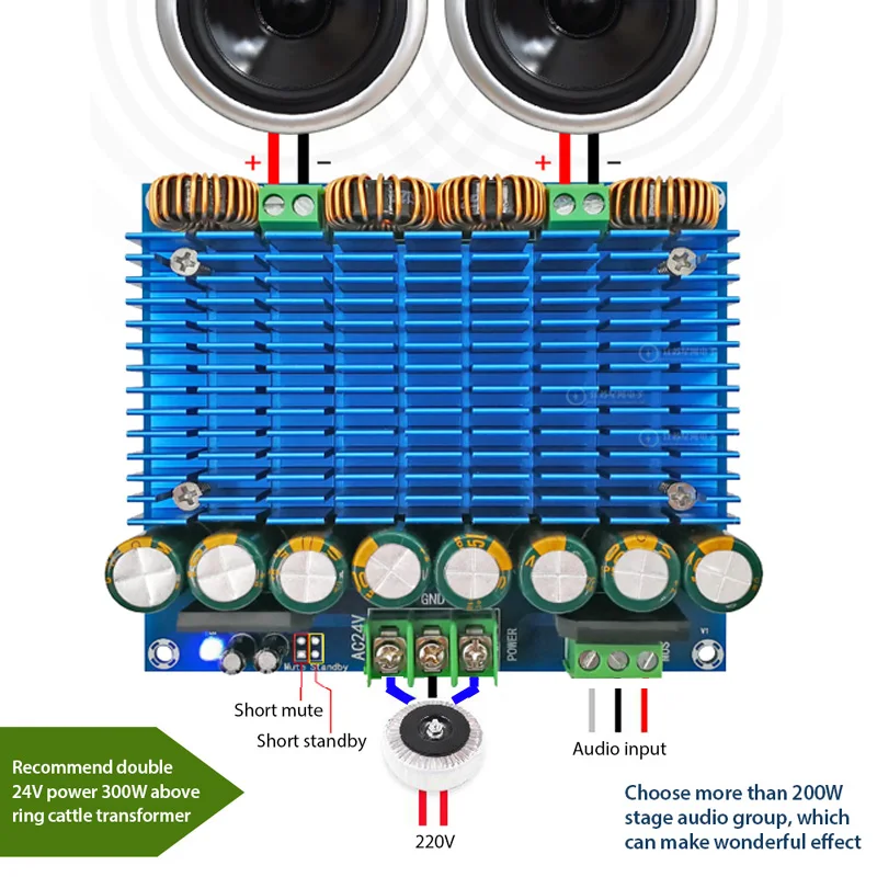 XH-M252 Ultra High Power BTL Mode Dual 24V Stereo 420W x 2tda8954th Chip Class D Digital Audio HIFI Плата усилителя |