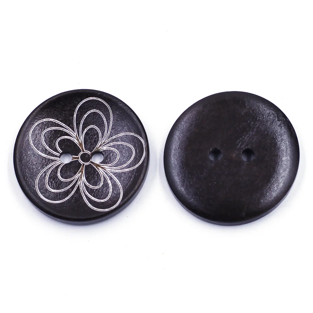 

10PCS Dark Brown Wood Sewing Buttons 2 Holes Round 30mm For Apparel Clothing Coat Blazer Sweater Scrapbook Crafts Accessories