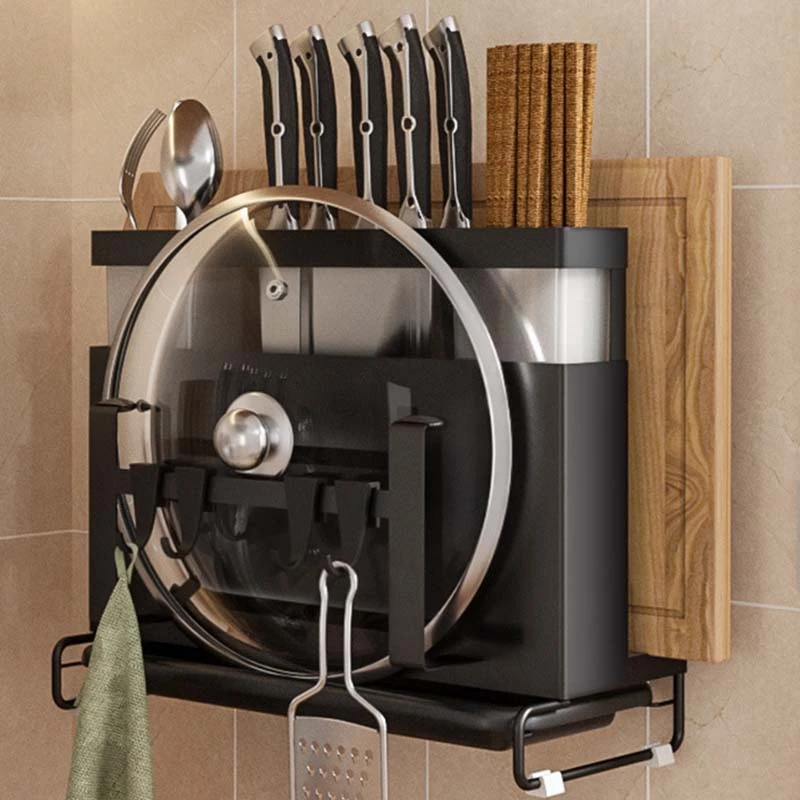 

Металлическая настенная кухонная стойка для хранения, держатель для ножей, коробка для столовых приборов, органайзер для посуды, контейнер ...
