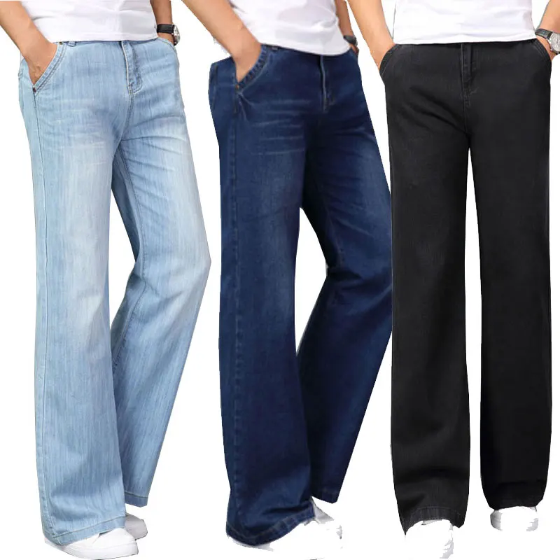 Men's Big Flared Jeans Boot Cut Leg Flared Loose Fit High Waist Male Designer Classic Denim Jeans 1
