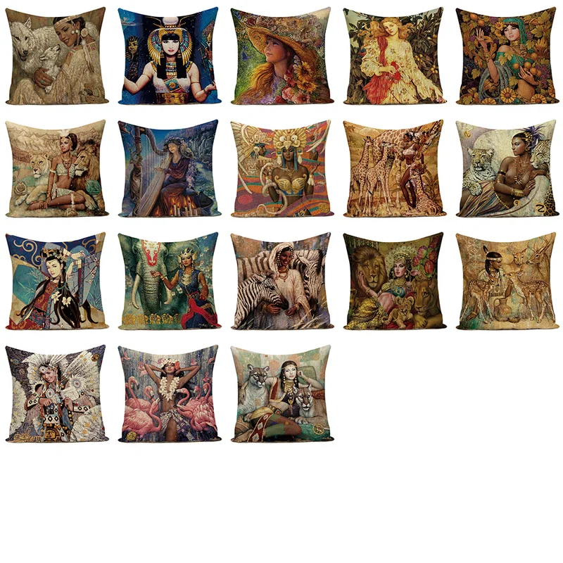 Tiger Elephant Cushion Cover Flamingo Home Decoration Pillows Case Print Car Cushions Covers Animal Woman Bedroom Cases | Дом и сад