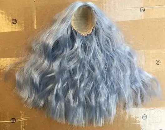 light blue wig only Большая мода сестра кукла игрушка голова парик с телом дети luls кукла, набор игрушек дети DIY кукла часть игрушки девочка DIY туалетный игрушки части - Цвет: light blue wig only